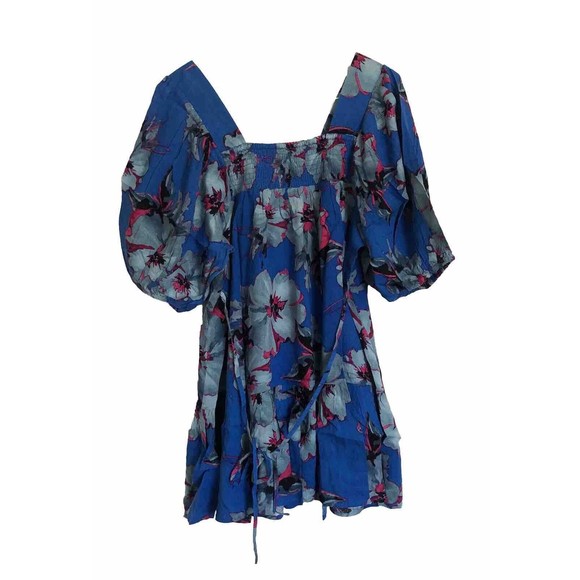 Band of the Free Lapis Blue Slate Soria Tropical Floral Mini Dress NWT Small - Picture 2 of 13